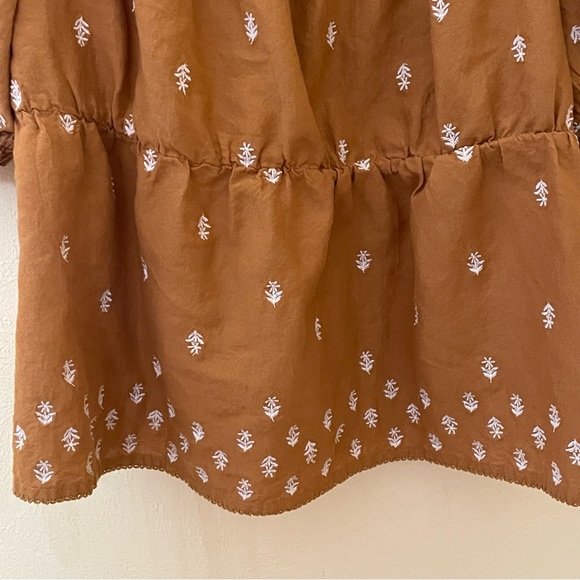 Old Navy Brown Smocked Puff Sleeve Top Sz-M - Picture 4 of 10